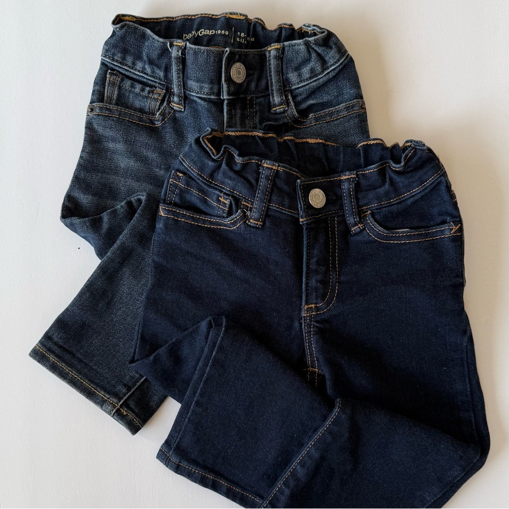 Small Lot - Two Pairs BabyGap blue jeans Adjustable waistband/ size 18-24 months